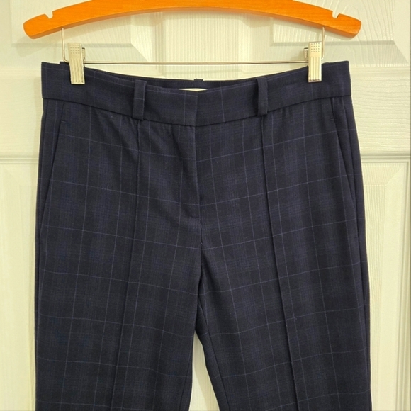 Maje Stylish Trouser Pants Women's Size  38(M) Dark Blue Plaid Straight Leg - Picture 15 of 15